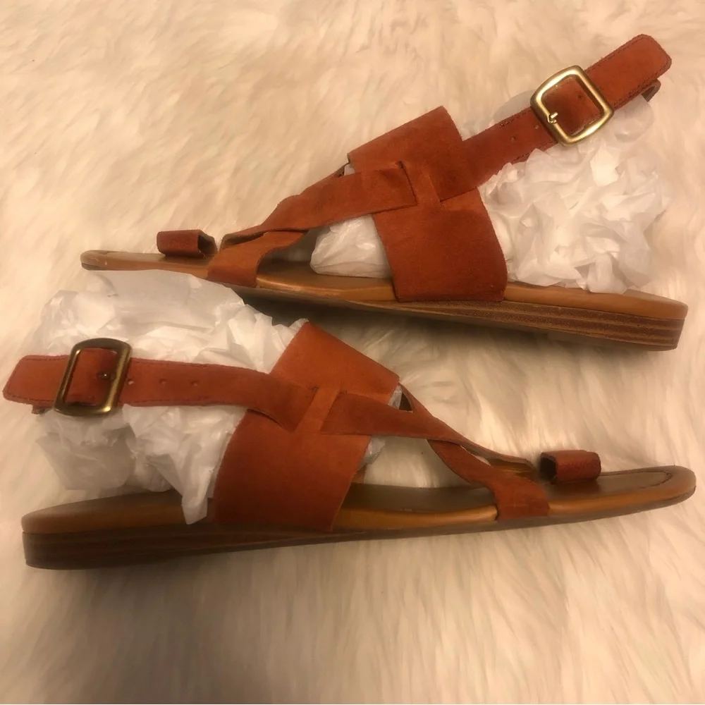 Franco Sarto Women's GIA Slingback Sandal Size 7M Orange Suede Flat